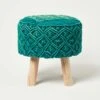 Willow Macrame Teal Green Footstool -Best Homeware Store sf2172a 1