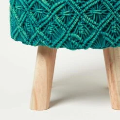 Willow Macrame Teal Green Footstool -Best Homeware Store sf2172a 3