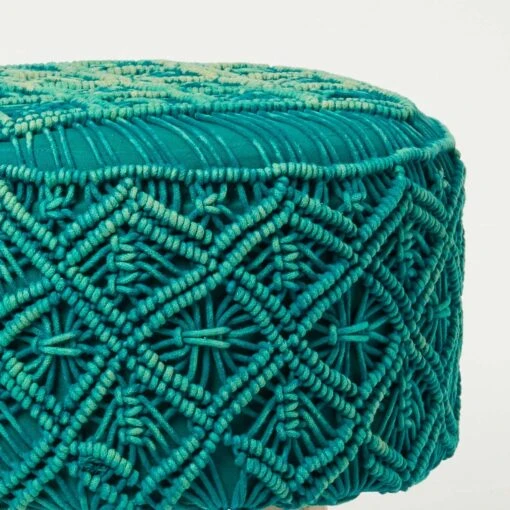 Willow Macrame Teal Green Footstool -Best Homeware Store sf2172a 4