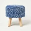 Willow Macrame Blue Footstool -Best Homeware Store sf2172b 1