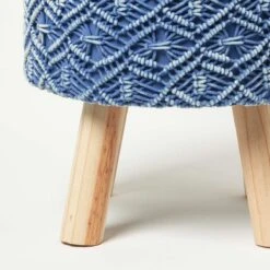 Willow Macrame Blue Footstool -Best Homeware Store sf2172b 3