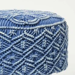 Willow Macrame Blue Footstool -Best Homeware Store sf2172b 4