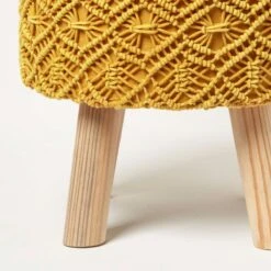 Willow Macrame Yellow Footstool -Best Homeware Store sf2172c 3