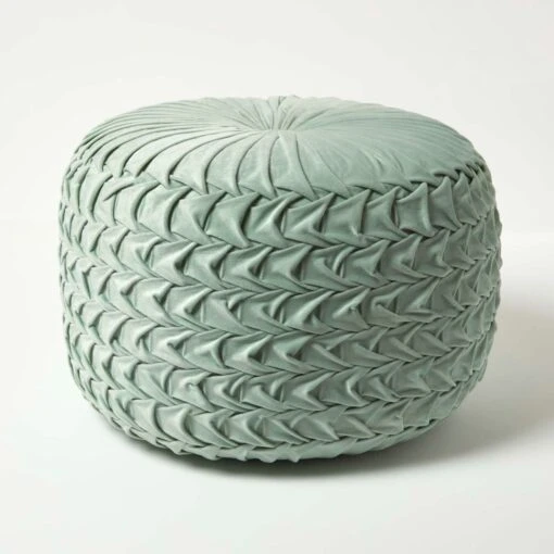 Grace Pleated Velvet Green Pouffe -Best Homeware Store sf2174a 1