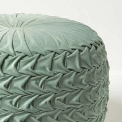 Grace Pleated Velvet Green Pouffe -Best Homeware Store sf2174a 4