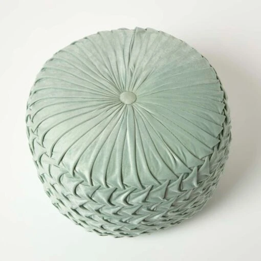 Grace Pleated Velvet Green Pouffe -Best Homeware Store sf2174a 5