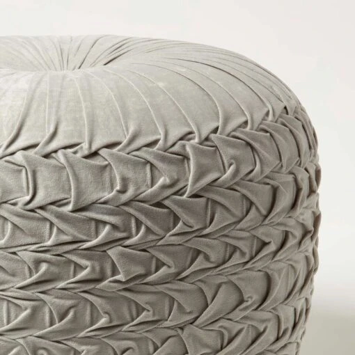 Grace Pleated Velvet Grey Pouffe -Best Homeware Store sf2174b 4