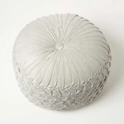 Grace Pleated Velvet Grey Pouffe -Best Homeware Store sf2174b 5