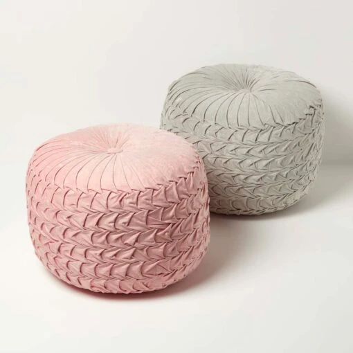 Grace Pleated Velvet Grey Pouffe -Best Homeware Store sf2174b 6