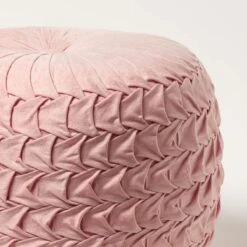 Grace Pleated Velvet Pink Pouffe -Best Homeware Store sf2174c 4