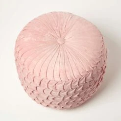 Grace Pleated Velvet Pink Pouffe -Best Homeware Store sf2174c 5