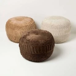 Sofia Pleated Velvet Cream Pouffe -Best Homeware Store sf2175a 7