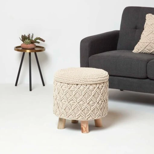 Indy Natural Macrame Storage Footstool -Best Homeware Store sf2178a 02