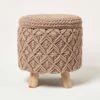 Indy Brown Macrame Storage Footstool -Best Homeware Store sf2178b 01