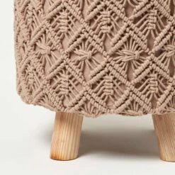 Indy Brown Macrame Storage Footstool -Best Homeware Store sf2178b 03