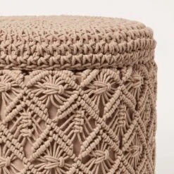 Indy Brown Macrame Storage Footstool -Best Homeware Store sf2178b 04