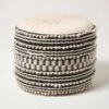 Priya Cream & Black Macrame Boho Pouffe -Best Homeware Store sf2179 01