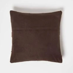 Diamond Check Cream & Brown Leather Cushion 45 X 45 Cm -Best Homeware Store sf2184 3