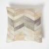 Chevron Cream & Grey Leather Cushion 45 X 45 Cm -Best Homeware Store sf2186 1