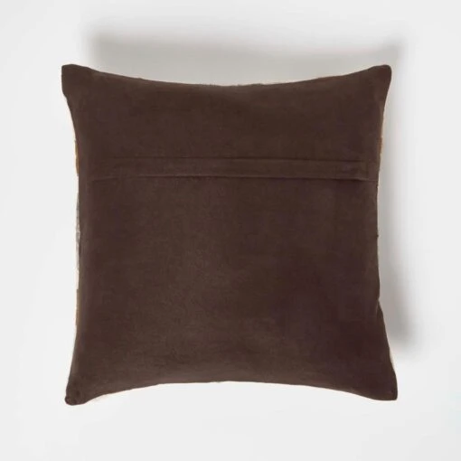 Geometric Star Brown & Cream Leather Cushion 45 X 45 Cm -Best Homeware Store sf2188 3