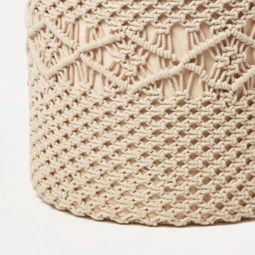 Astrid Natural Macrame Pouffe, 42 Cm Tall -Best Homeware Store sf2191 3