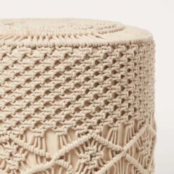 Astrid Natural Macrame Pouffe, 42 Cm Tall -Best Homeware Store sf2191 4