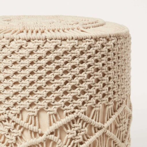 Astrid Natural Macrame Pouffe, 42 Cm Tall -Best Homeware Store sf2191 4