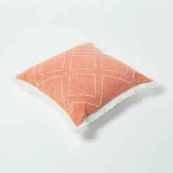 Burnt Orange Geometric Filled Embroidered Cushion 45 X 45 Cm -Best Homeware Store sf2194 05