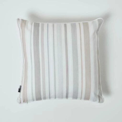 Taupe Floral & Stripe Reverse Filled Cushion 45 X 45 Cm -Best Homeware Store sf2201 02