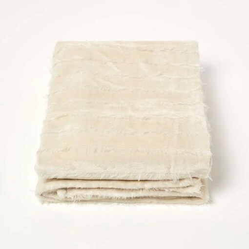 Cream Soft Touch Fur Throw 130 X 180 Cm -Best Homeware Store sf2210b 03