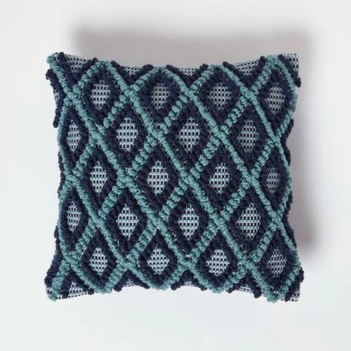 Tula Handwoven Textured Navy & Teal Cushion 45 X 45 Cm -Best Homeware Store sf2220 1