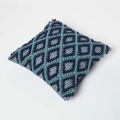 Tula Handwoven Textured Navy & Teal Cushion 45 X 45 Cm -Best Homeware Store sf2220 5