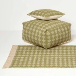 Lima Handwoven Textured Green Pouffe Bean Cube -Best Homeware Store sf2223 6