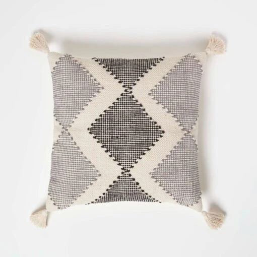 Malmo Handwoven Textured Grey & Black Cushion 45 X 45 Cm -Best Homeware Store sf2224 1