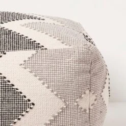 Malmo Handwoven Textured Grey & Black Pouffe Bean Cube -Best Homeware Store sf2225 4