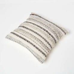 Fyn Handwoven Braided Beige & Grey Kilim Cushion 45 X 45 Cm -Best Homeware Store sf2228 5