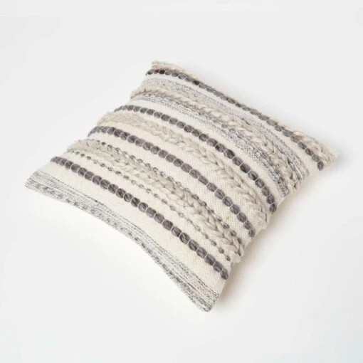 Fyn Handwoven Braided Beige & Grey Kilim Cushion 45 X 45 Cm -Best Homeware Store sf2228 5