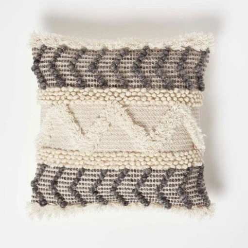 Lindi Handwoven Tufted Cream Kilim Cushion 45 X 45 Cm -Best Homeware Store sf2231 1