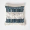 Safi Handwoven Fringed Navy & Cream Kilim Cushion 45 X 45 Cm -Best Homeware Store sf2235 1