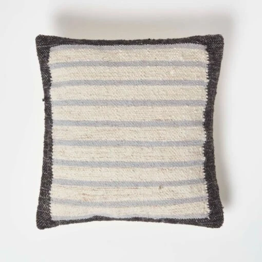 Veria Handwoven Grey Stripe Kilim Cushion 45 X 45 Cm -Best Homeware Store sf2241 1