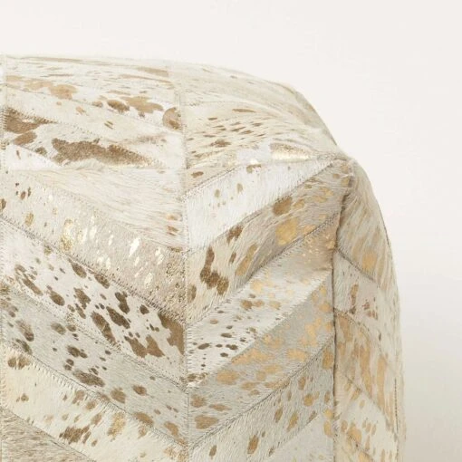 Gold & Grey Geometric Diamond Leather Pouffe Bean Cube -Best Homeware Store sf2244 4