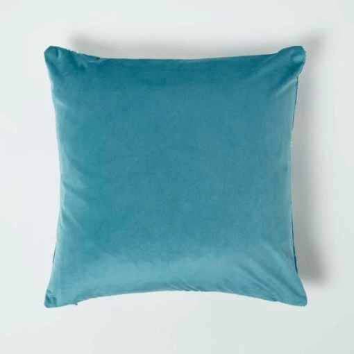 Teal Jungle & Parrot Velvet Filled Cushion 46 X 46 Cm -Best Homeware Store sf2246 2