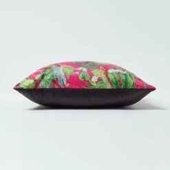 Hot Pink Tropical Leaf Velvet Filled Cushion 46 X 46 Cm -Best Homeware Store sf2247 4