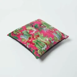 Hot Pink Tropical Leaf Velvet Filled Cushion 46 X 46 Cm -Best Homeware Store sf2247 5