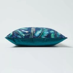 Navy Tropical Banana Leaf Velvet Filled Cushion 46 X 46 Cm -Best Homeware Store sf2248 4