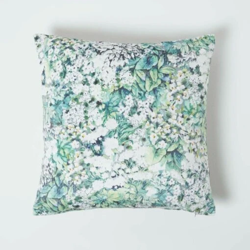 Floral Garden Green Velvet Filled Cushion 46 X 46 Cm -Best Homeware Store sf2251 1