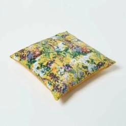 Floral Botanical Garden Yellow Velvet Filled Cushion 46 X 46 Cm -Best Homeware Store sf2252b 5