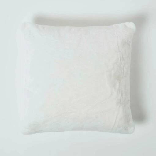 Soft Touch Faux Fur Cream Ivory Filled Cushion 46 X 46 Cm -Best Homeware Store sf2254a 2