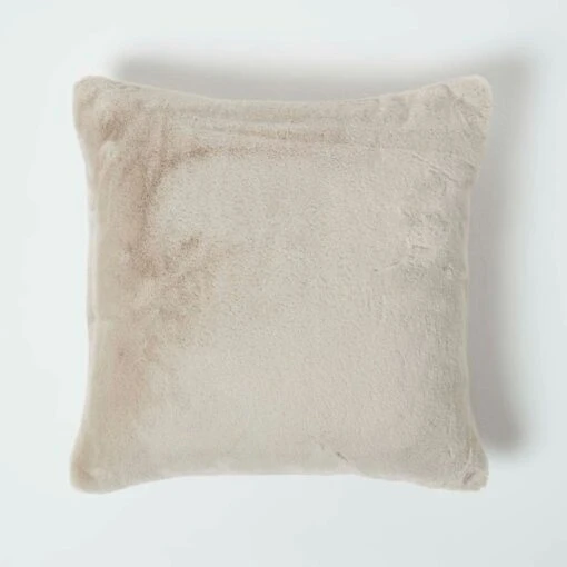 Soft Touch Faux Fur Taupe Filled Cushion 46 X 46 Cm -Best Homeware Store sf2254b 2