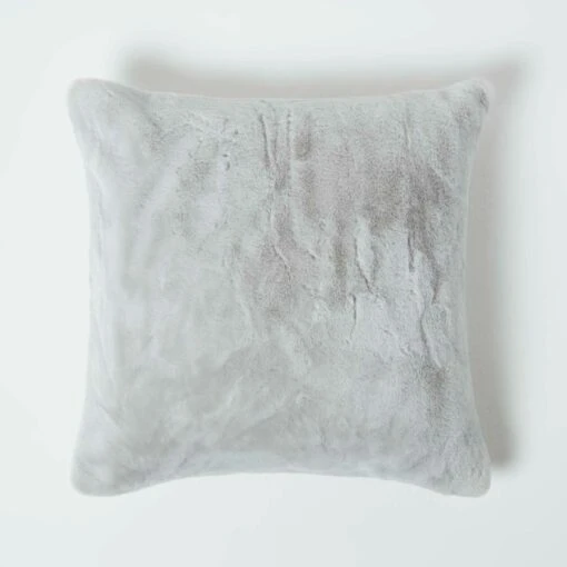 Soft Touch Faux Fur Grey Filled Cushion 46 X 46 Cm -Best Homeware Store sf2254c 2